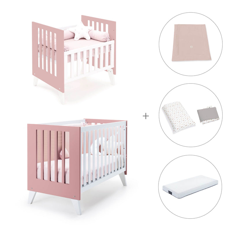 Berceau et lit bébé tout en un (7en1) blanc/rose · Nexo Tre Quarzo