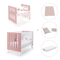 Berceau et lit bébé tout en un (7en1) blanc/rose · Nexo Tre Quarzo