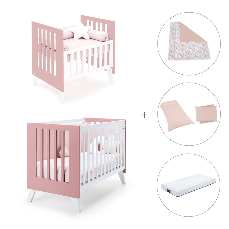 Berceau et lit bébé tout en un (7en1) blanc/rose · Nexo Tre Quarzo