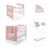Berceau et lit bébé tout en un (7en1) blanc/rose · Nexo Tre Quarzo