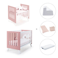 Berceau et lit bébé tout en un (7en1) blanc/rose · Nexo Tre Quarzo