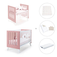 Berceau et lit bébé tout en un (7en1) blanc/rose · Nexo Tre Quarzo