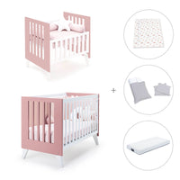Berceau et lit bébé tout en un (7en1) blanc/rose · Nexo Tre Quarzo