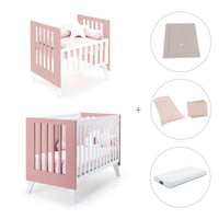 Berceau et lit bébé tout en un (7en1) blanc/rose · Nexo Tre Quarzo