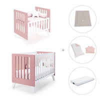 Berceau et lit bébé tout en un (7en1) blanc/rose · Nexo Tre Quarzo