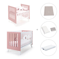 Berceau et lit bébé tout en un (7en1) blanc/rose · Nexo Tre Quarzo