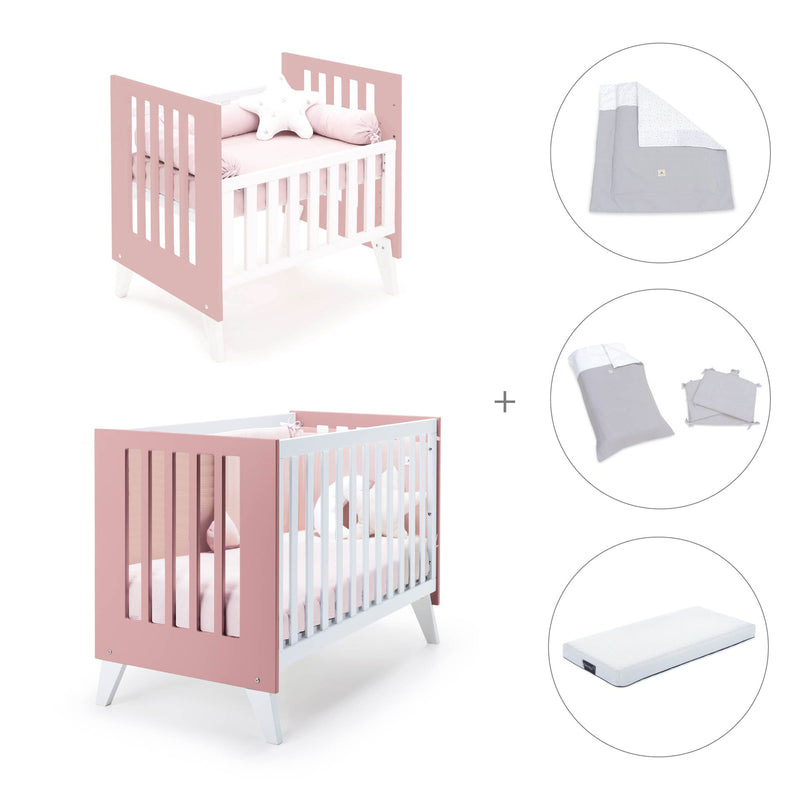 Berceau et lit bébé tout en un (7en1) blanc/rose · Nexo Tre Quarzo