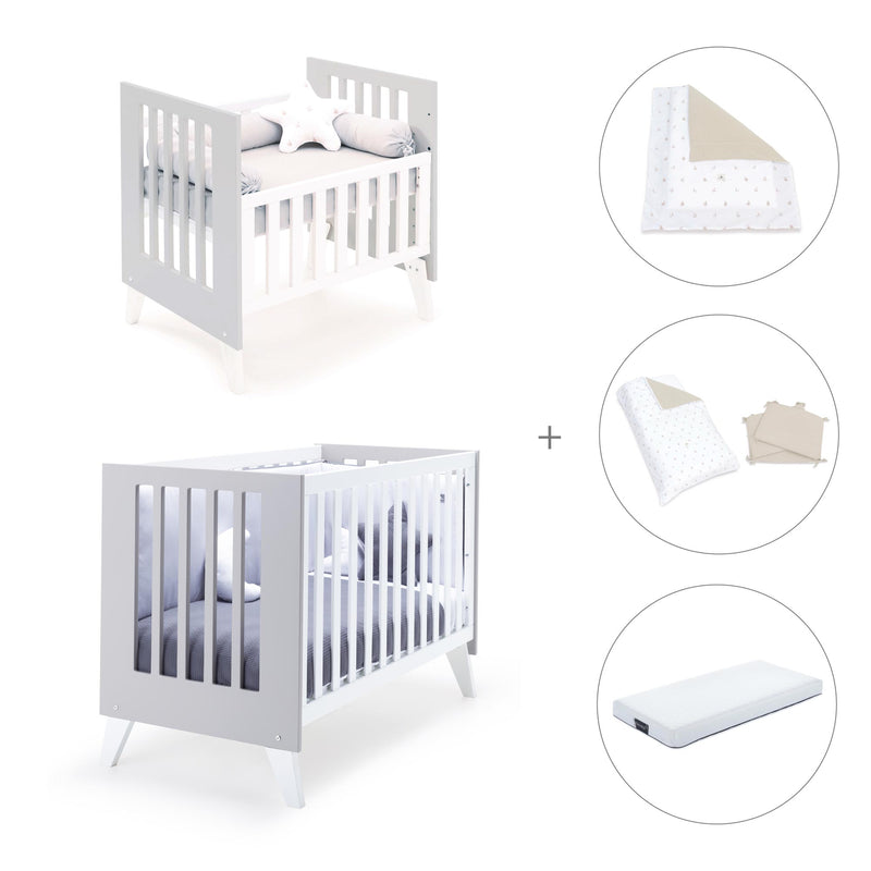 Berceau et lit bébé tout en un (7en1) blanc/gris · Nexo Tre Grey