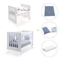 Berceau et lit bébé tout en un (7en1) blanc/gris · Nexo Tre Grey
