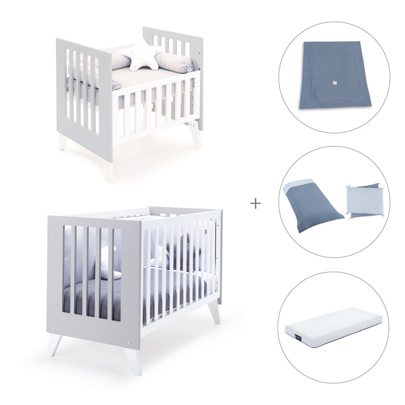 Berceau et lit bébé tout en un (7en1) blanc/gris · Nexo Tre Grey