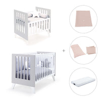 Berceau et lit bébé tout en un (7en1) blanc/gris · Nexo Tre Grey