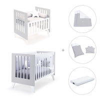 Berceau et lit bébé tout en un (7en1) blanc/gris · Nexo Tre Grey