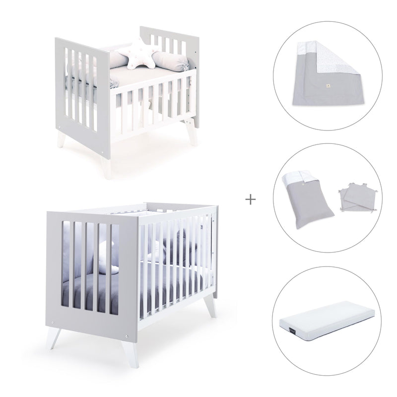 Berceau et lit bébé tout en un (7en1) blanc/gris · Nexo Tre Grey
