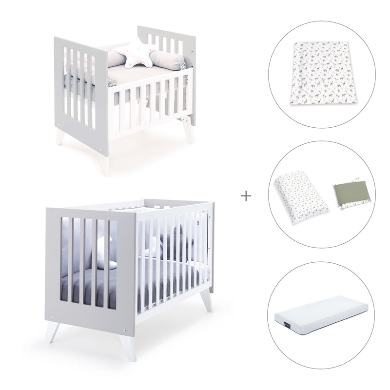 Berceau et lit bébé tout en un (7en1) blanc/gris · Nexo Tre Grey