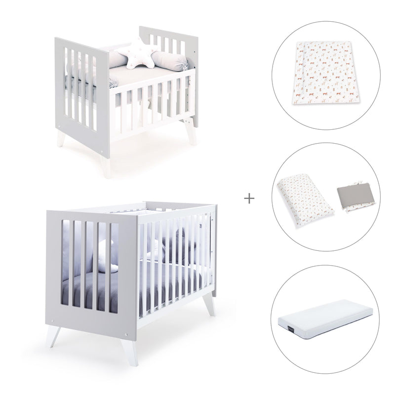 Berceau et lit bébé tout en un (7en1) blanc/gris · Nexo Tre Grey