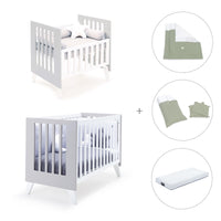 Berceau et lit bébé tout en un (7en1) blanc/gris · Nexo Tre Grey