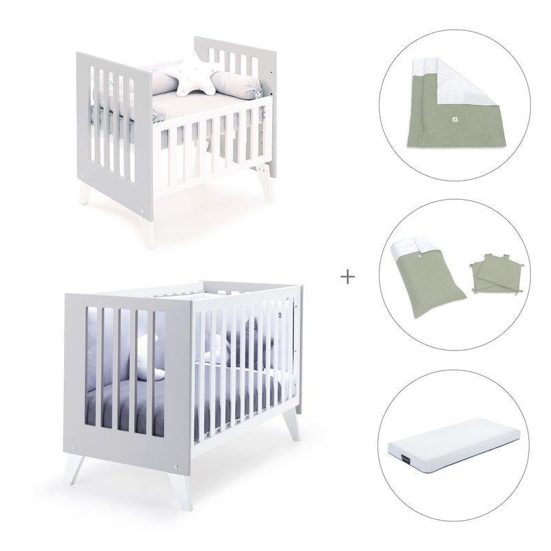 Berceau et lit bébé tout en un (7en1) blanc/gris · Nexo Tre Grey