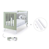 Lit bébé cododo 60x120 cm (4in1) blanc/vert-olive · Nexo C187-M7756