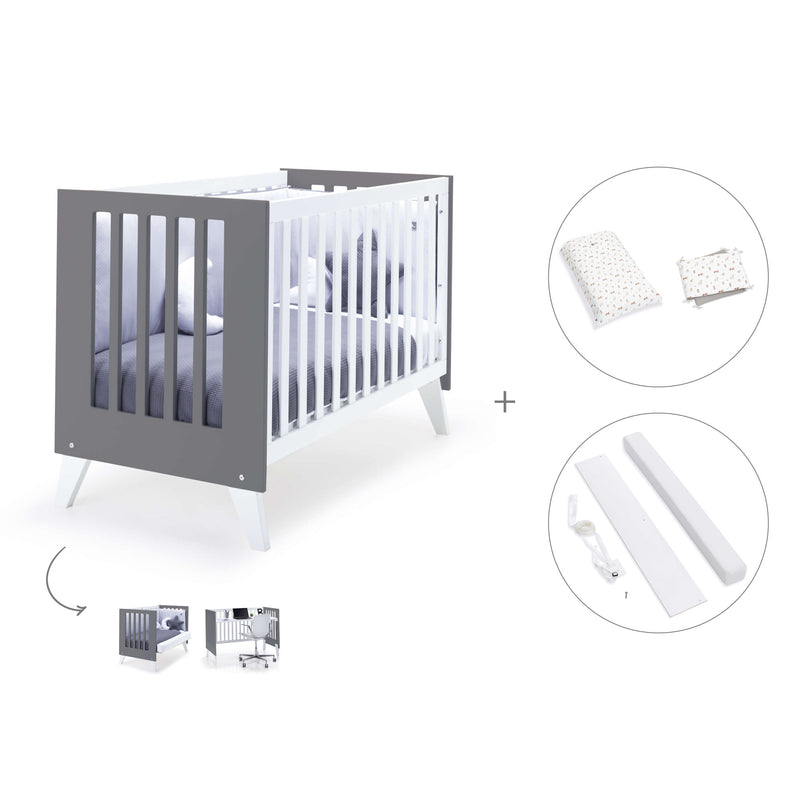 Co-sleeping cot 60x120 cm (4in1) white/charcoal · Nexo C187-M7769