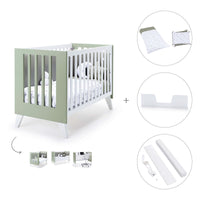 Lit bébé cododo 60x120 cm (4in1) blanc/vert-olive · Nexo C187-M7756