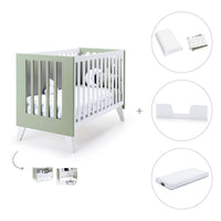 Lit bébé cododo 60x120 cm (4in1) blanc/vert-olive · Nexo C187-M7756