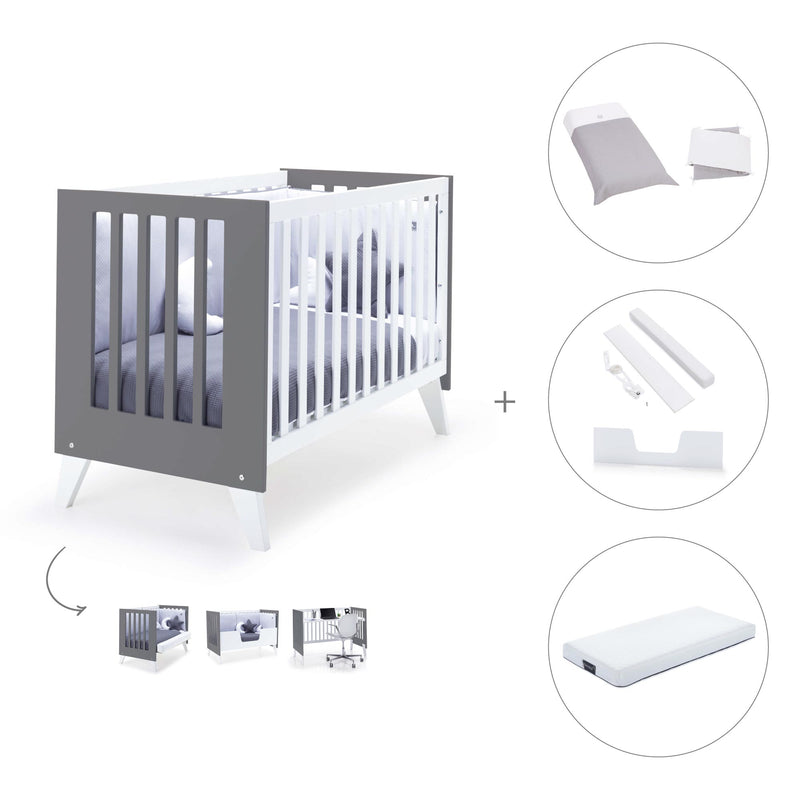 Co-sleeping cot 60x120 cm (4in1) white/charcoal · Nexo C187-M7769