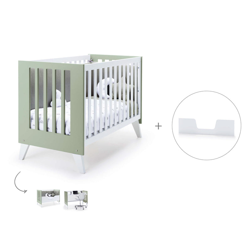 Lit bébé cododo 60x120 cm (4in1) blanc/vert-olive · Nexo C187-M7756