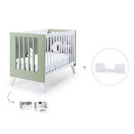Lit bébé-bureau 60x120 cm (2in1) blanc/vert-olive · Nexo C187-M7756
