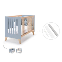 Beistellbett 60x120 cm (4in1) holz/hellblau · Nexor Due Blue Denim