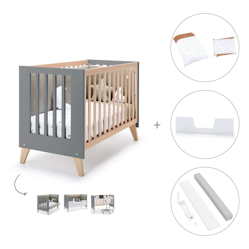 Co-sleeping cot 60x120 cm (4in1) wooden/antracite · Nexor C187R-M5895