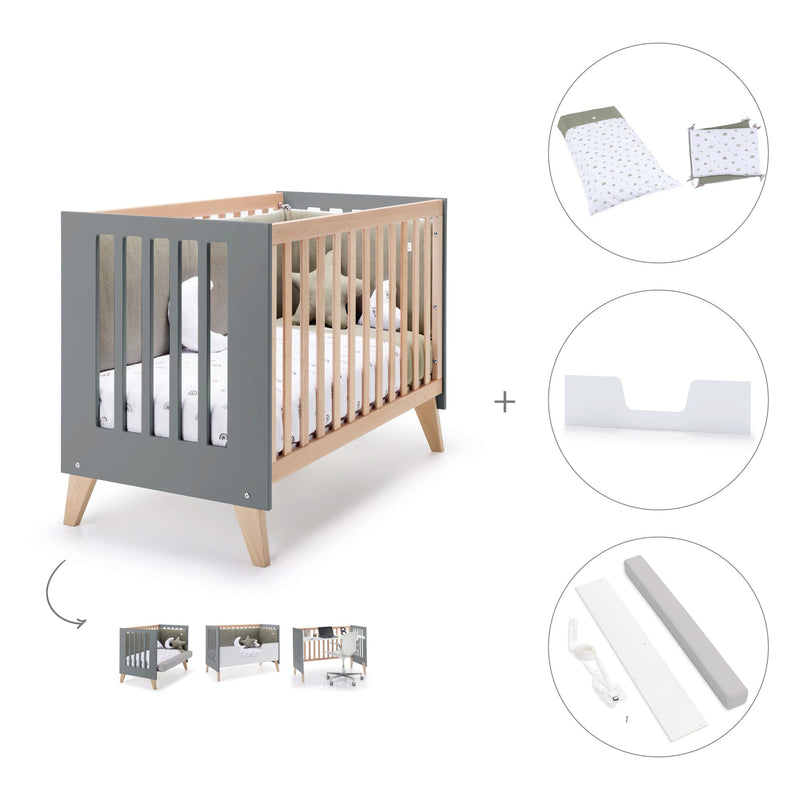 Co-sleeping cot 60x120 cm (4in1) wooden/antracite · Nexor C187R-M5895