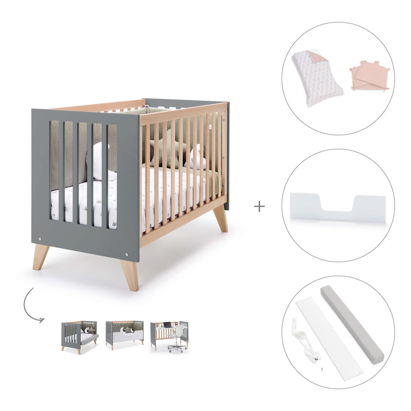 Co-sleeping cot 60x120 cm (4in1) wooden/antracite · Nexor C187R-M5895