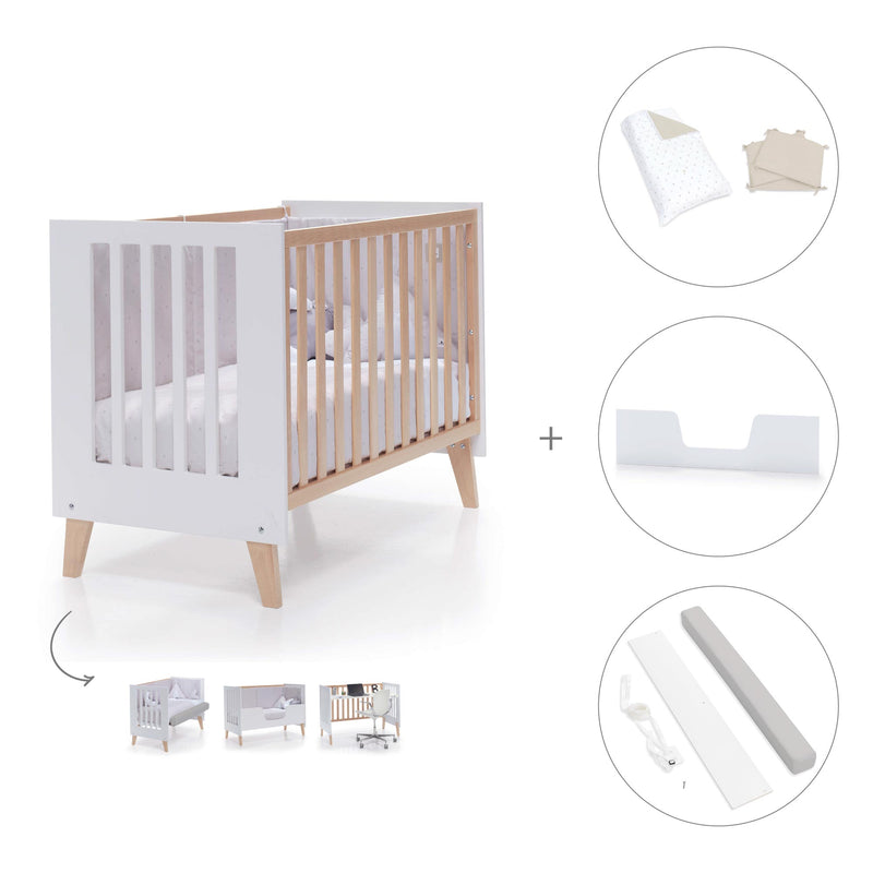 Co-sleeping cot 60x120 cm (4in1) wooden/white · Nexor C187R-M7795