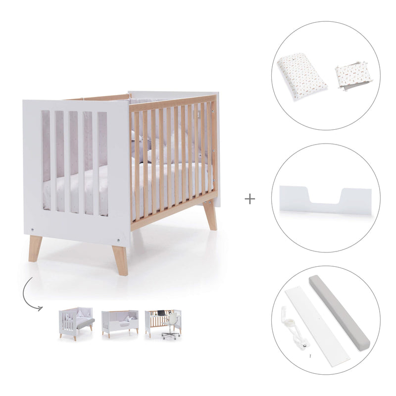Co-sleeping cot 60x120 cm (4in1) wooden/white · Nexor C187R-M7795