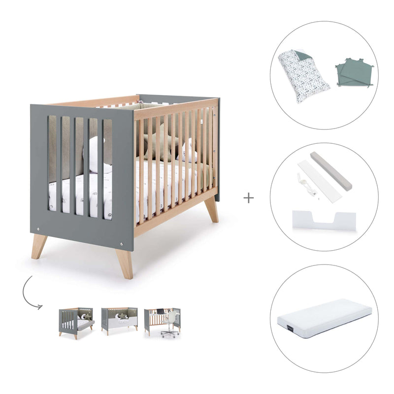 Co-sleeping cot 60x120 cm (4in1) wooden/antracite · Nexor C187R-M5895