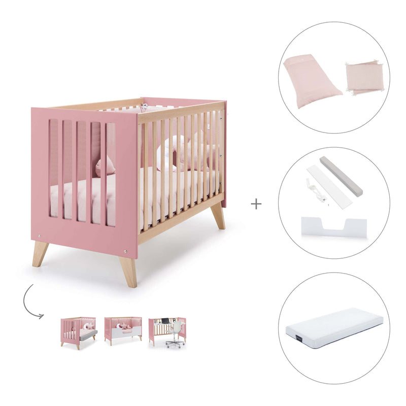 Beistellbett 60x120 cm (4in1) Holz/rosa · Nexor C187R-M5995