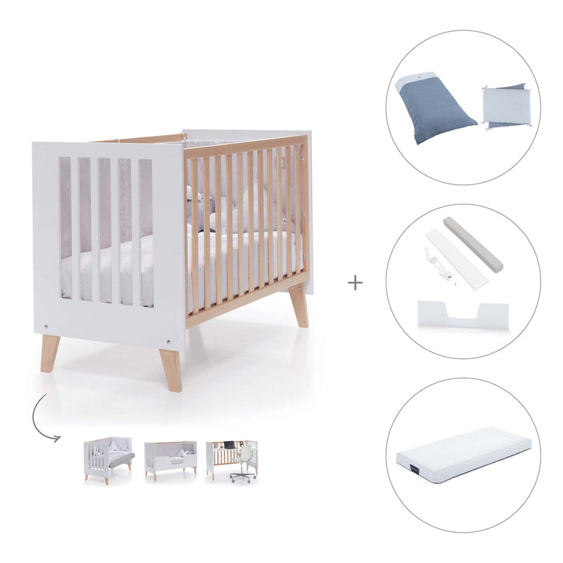 Co-sleeping cot 60x120 cm (4in1) wooden/white · Nexor C187R-M7795