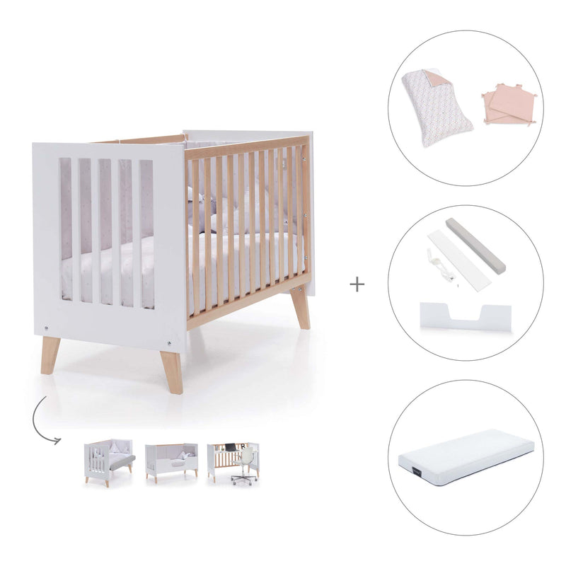 Co-sleeping cot 60x120 cm (4in1) wooden/white · Nexor C187R-M7795
