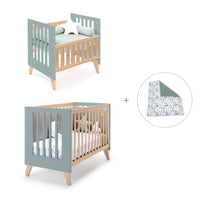 Berceau évolutif en lit bébé (7en1) bois/vert · Nexor Tre Eucalyptus