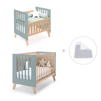 Berceau évolutif en lit bébé (7en1) bois/vert · Nexor Tre Eucalyptus