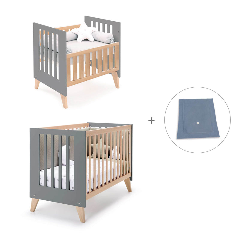 Berceau évolutif en lit bébé (7en1) bois/antracite · Nexor Tre Antracita