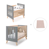 Berceau évolutif en lit bébé (7en1) bois/antracite · Nexor Tre Antracita