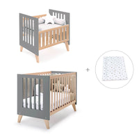 Berceau évolutif en lit bébé (7en1) bois/antracite · Nexor Tre Antracita