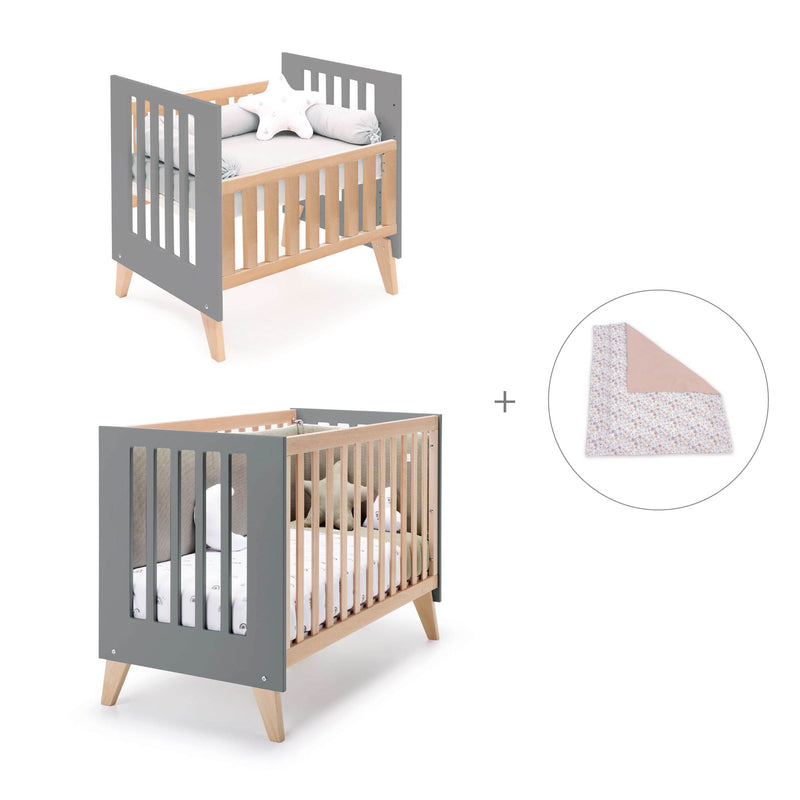 Berceau évolutif en lit bébé (7en1) bois/antracite · Nexor Tre Antracita