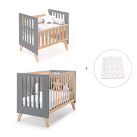 Berceau évolutif en lit bébé (7en1) bois/antracite · Nexor Tre Antracita