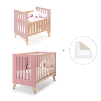 Berceau évolutif en lit bébé (7en1) bois/rose · Nexor Tre Quarzo