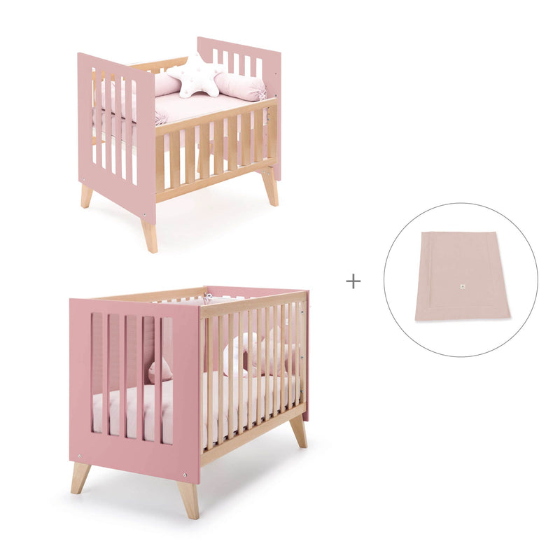 Berceau évolutif en lit bébé (7en1) bois/rose · Nexor Tre Quarzo