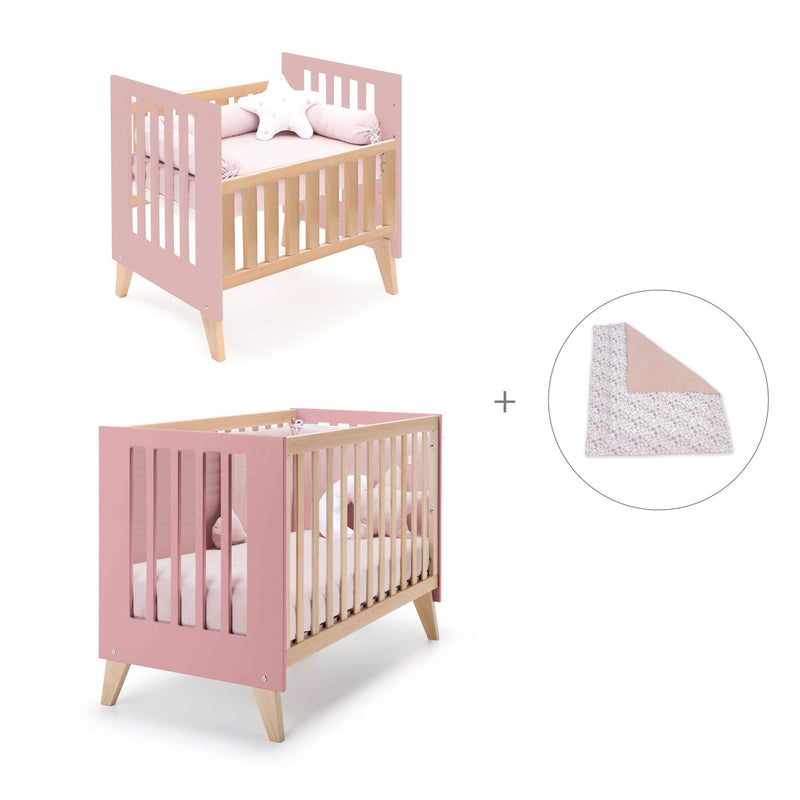 Berceau évolutif en lit bébé (7en1) bois/rose · Nexor Tre Quarzo