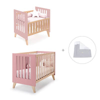 Berceau évolutif en lit bébé (7en1) bois/rose · Nexor Tre Quarzo