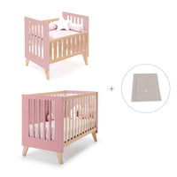 Berceau évolutif en lit bébé (7en1) bois/rose · Nexor Tre Quarzo